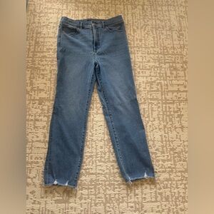 Express Light Blue Denim Jeans distressed ankles